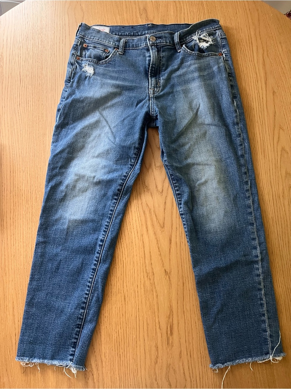 GAP Distressed Slim Straight Blue Jeans